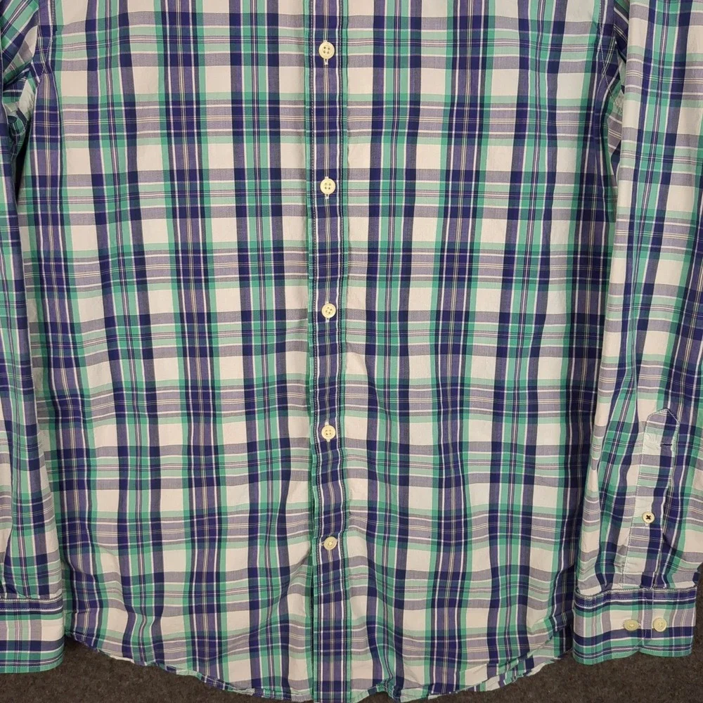 Banana Republic Mens Large Soft Wash Tailored Slim Fit Plaid‎ Button Down Shirt